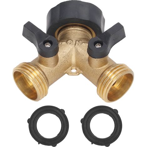 Vanne à bille à 2 voies, interrupteur de vanne en laiton et plastique durable, raccord en laiton fileté 3/4 pouce pour tuyau d'arrosage.