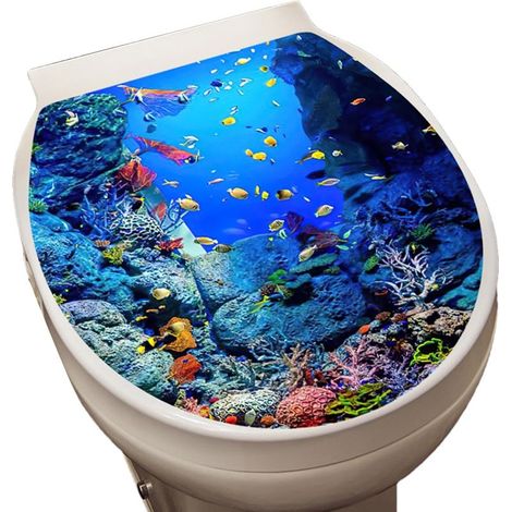 WC-Sitzaufkleber mit Ozeanmotiv, abnehmbar, wasserfest, für glatte Oberflächen, dekorativ (1/5)