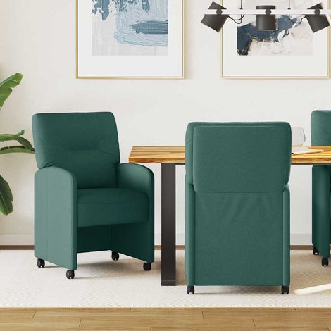 Esszimmerstühle mit Rollen 2 pcs Dunkelgrün 57 x 67 x 95 cm