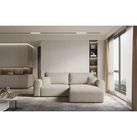 Ecksofa Sofa FLAVIO mit Schlaffunktion Stoff Abriamo Sand Ottomane Rechts (1/3)