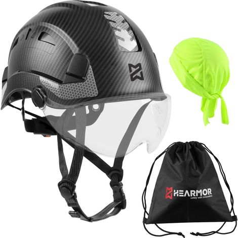 Casque de Chantier Industriel pour Adulte - Certification EN397 et EN12492 - Absorption des Chocs - Résistance à la pénétration - Visières Transparentes ou fumées (1/5)