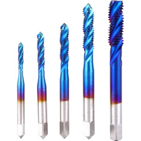 Taraud métrique 5 pièces HSS revêtu bleu, pour machine-outil (1/5)