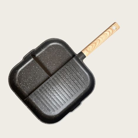 APEX Poêle Grill avec Poignée, Poêle Antiadhésive 3 en 1 en Aluminium Skillet Gril Carrée pour Tous Feux Dont Induction - noir