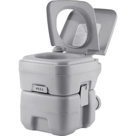 Inodoro portátil para camping, doble salida, diseño compacto, gris claro. (1/2)