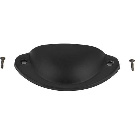 Pomello per cassetto in metallo antico a forma di conchiglia, maniglia per utensili (nero).