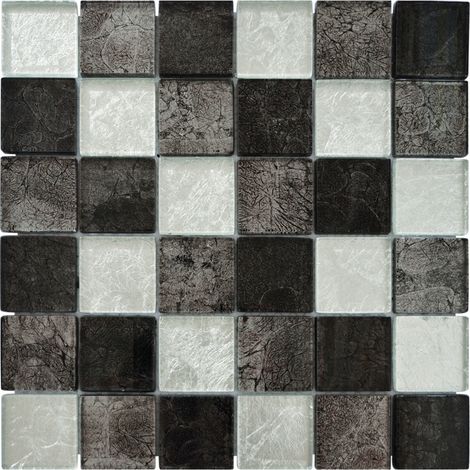MOSAIQUE LES SUBLIMES SILVER BLACK 1 PLAQUE 30 x 30 CM CASA LINEA