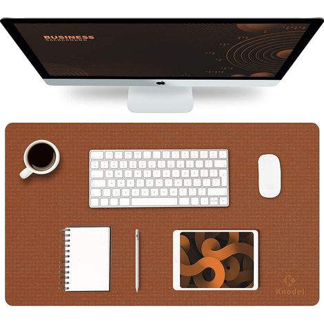 Tapis de bureau réversible 35x60 cm, sous-main pour ordinateur portable, protection pour bureau maison et travail, marron (1/5)