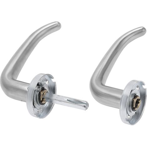 Poignée de porte en acier inoxydable brossé nickel satiné, forme corne de bœuf polie, pour chambre d’invités et chambre à coucher (1/5)