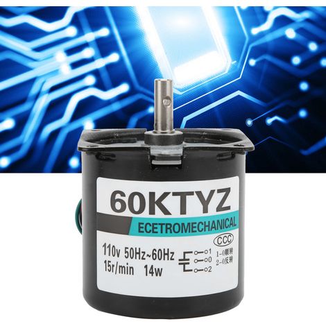 XD60KTYZ+ AC-Synchronmotor mit Halterung, 14 W, Permanentmagnet, niedrige Drehzahl, bidirektional, hohes Drehmoment, Mikromotor mit niedriger Drehzahl, Mittelwelle, 15 U/min, 110 V AC (1/5)