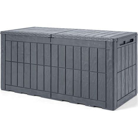 120 Gal coffre de rangement extérieur pour jardin et piscine, banc de stockage verrouillable étanche en PP (1/2)
