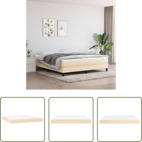 vidaXL Mousse confortable - Matelas de lit à ressorts ensachés fermeté moyenne Crème 180x200x20 cm Tissu (1/5)