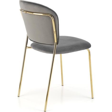Chaise rembourrée W158, gris cendré, pieds dorés (1/5)