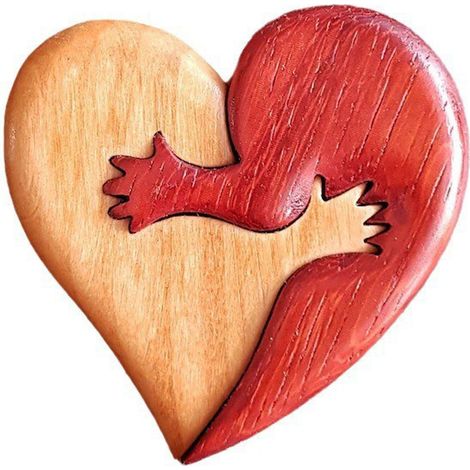 Dekoratives Herz aus Holz, herzförmiger Anhänger, Geschenk zum Muttertag oder Valentinstag (1/2)