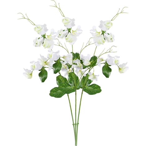 Conjunto de flores artificiales de bonsái con 3 flores y hojas blancas y verdes, decoración nórdica para el hogar, bodas y hoteles. (1/5)