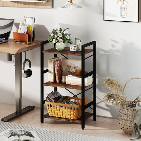 Étagère métal marron rustique à 3 niveaux avec pieds réglables et sécurité anti-basculement pour salon bureau et chambre (1/5)