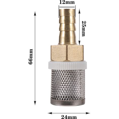 Filtre en maille d'acier inoxydable (12 mm) pour pompe d'irrigation de jardin, protection pour tuyau d'arrosage, filtre en laiton pour le nettoyage de l'eau (1/5)