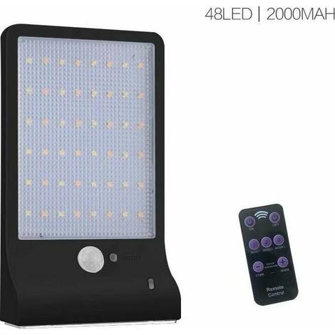 Lampe fluorescente extérieure à détecteur de mouvement, à intensité variable et étanche, 48 LED, batterie 2000 mAh, sans garde-corps (1/5)