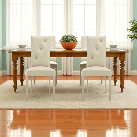 Sedia ecopelle Beige - schienale imbottito 2 sedie JENNY (1/4)