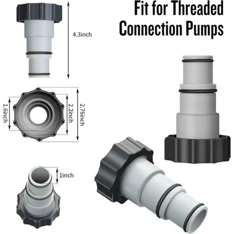 Kit adaptateur fileté pour tuyau de pompe de piscine 1,5 pouce à 1,25 pouce avec bague de verrouillage (lot de 2) Kit de remplacement étanche à connexion rapide (1/4)