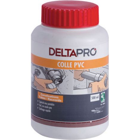 colle pvc - pour réseau eau potable sous pression - pot de 500 ml avec pinceau - deltapro 30601748