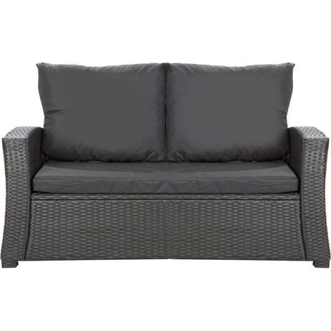 Coussins de canapé de jardin en résine tressée 112x50x7+256x50cm coussins d'extérieur noir Set de coussins 2 places Lot de coussins de jardin