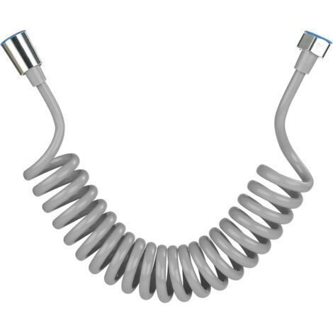 Flexible de douche,Tuyau de douche en mousse avec bouchon en cuivre, tuyau à ressort télescopique, flexible rétractable pour douchette, WC et bidet(3M Gris) (1/5)