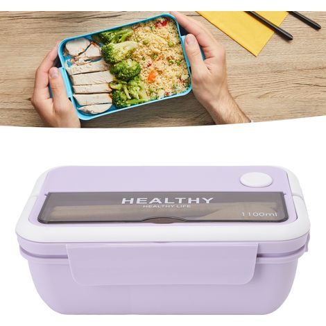 1100 ml Lunchbox im japanischen Stil, tragbare isolierte Lunchbox für Büroangestellte und Studenten, mit Fächern, mikrowellengeeignet, großes Fassungsvermögen, traumhaftes Lila. (1/5)