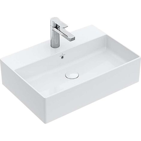 Villeroy & Boch Memento 2.0 - Lavabo da appoggio 60x42 cm, con troppopieno, foro per miscelatore, CeramicPlus, bianco alpino 4A0760R1 (1/3)