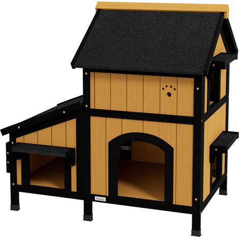 Niche pour chat avec jardinière jaune blanc noir 96x65x85.5 cm