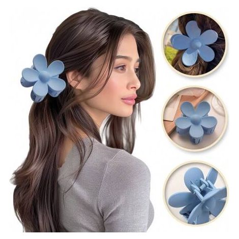 Pinza para el cabello Ecarla Flower Pastel Azul Oscuro SP152CN (1/4)