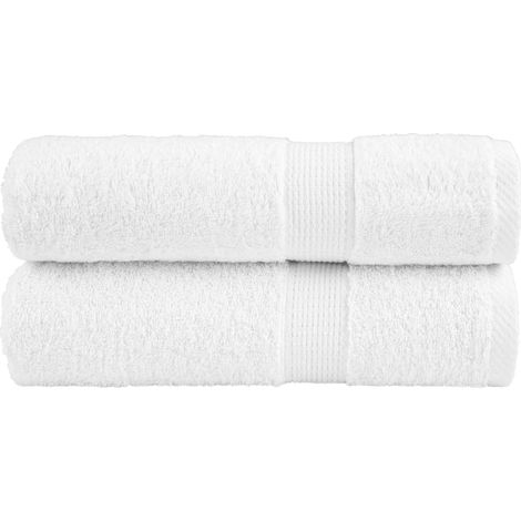 Serviettes de bain haut de gamme SOLUND, lot de 2, blanches, 100 x 150 cm, 600 g/m²