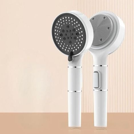 Pommeau de douche multifonction double face à plusieurs vitesses avec filtre de massage pour bain-Blanc (1/5)