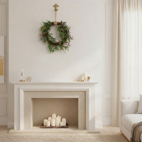 Ghirlanda natalizia con glitter e pigne, decorazione da interno ed esterno per dietro porta da 40 cm (1/3)
