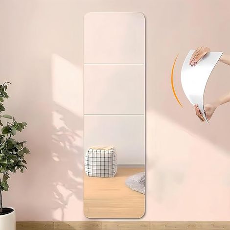 Miroir Autocollant, 20 X cm Acrylique Adhésif Porte, Collant Muraux Carrés Flexible Miroire Deco pour Salle de Bain, Salon, Chambre (1/5)