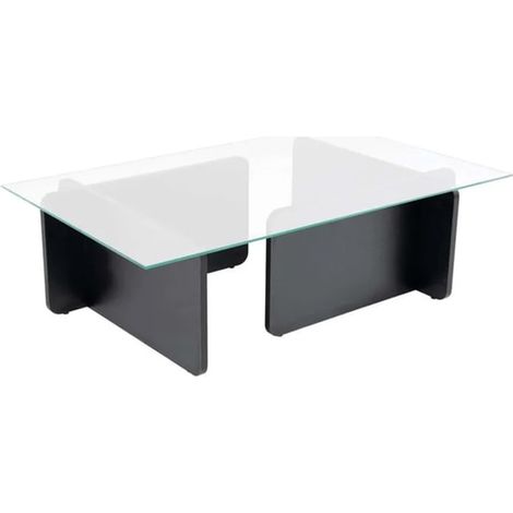 Table basse fixe en verre trempé 105 x 65 x 30 cm – Finition bois noir – Design moderne pour salon et chambre (1/5)