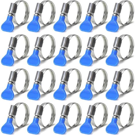 Collier de Serrage Inox,20 Pièces Collier de Serrage Inox Réglable, Plage de Serrage 25-40mm, Collier de Serrage Tuyau avec Poignée, pour Piscines, Machines à Laver, Tuyaux de Gaz, Jardins (1/5)