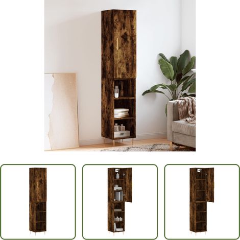 vidaXL Holzwerkstoff - Highboard Räuchereiche 34,5x34x180 cm Holzwerkstoff (1/5)