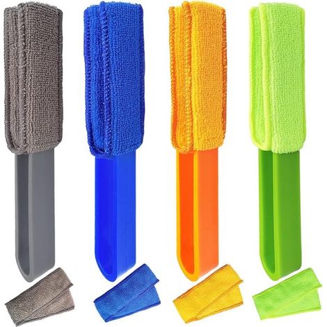 Juego de 4 limpiadores de ventilación y ranuras de colores – Con tapas de microfibra lavables y reemplazables para coche, aire acondicionado y hogar. (1/5)
