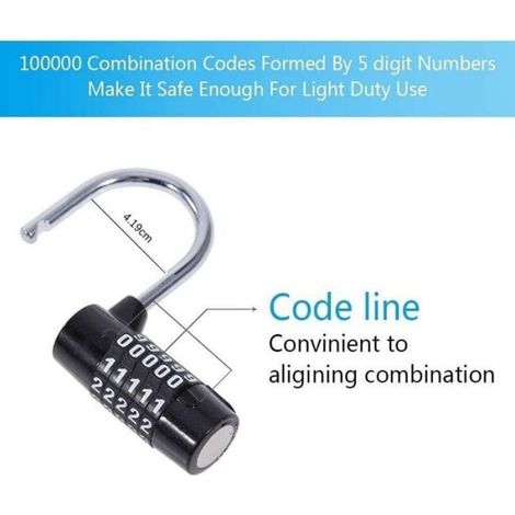 Cadenas À Combinaison - 5 Chiffres - Pour Gym Casier Rangement Extérieur Intérieur - Lot De 2 (1/5)