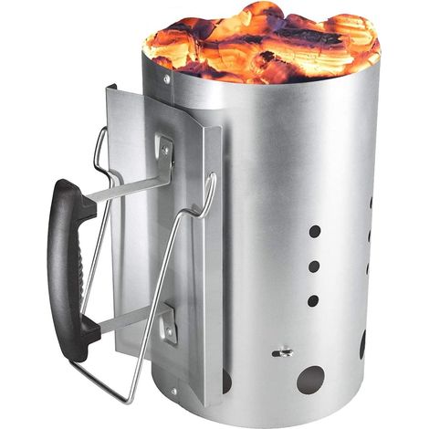 Allume-charbon avec poignée de sécurité pour le camping et le barbecue, allume-charbon à colonne (1/5)