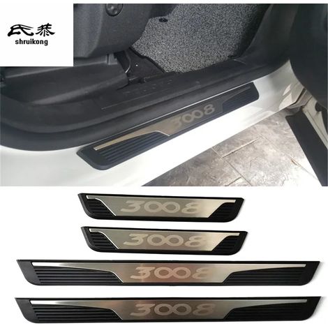 (Universel) Lot de 4 protections de seuil de porte en acier inoxydable ABS pour Peugeot 3008 (2016-2019) - Accessoires auto (1/3)