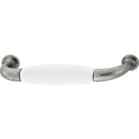 Poignée de meuble porcelaine céramique finition nickel étamé entraxe 96 mm avec vis Tiroir Armoire Vintage Style Maison (1/3)