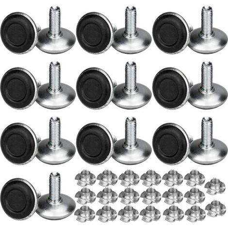 20 Pack Pied Vérin Réglable Pour Meuble, Pied de Nivellement Aevc T-écrou Filetage M8x20x30mm, Vis Support de Nivellement Pieds de meuble, Chaise, Table