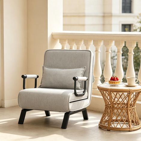 Fauteuil TV extensible avec dossier réglable, canapé-lit convertible, chaise longue élégante 2-en-1, siège relaxant pour salon (lit pliant uniquement) (1/5)