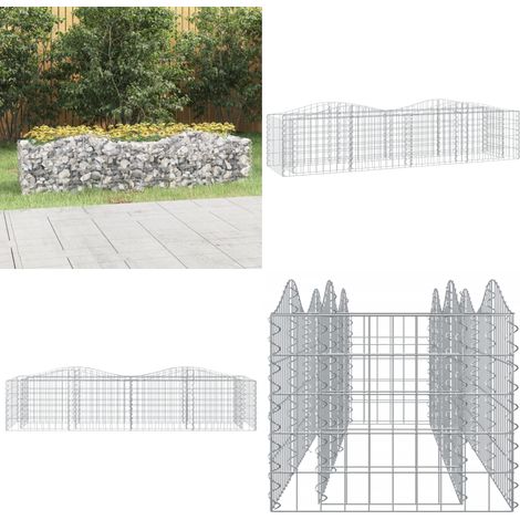 Lit surélevé à gabions arqué 200x50x50 cm Fer galvanisé - Jardiniere En Gabion - Bordure Jardin - Bac Acier - Décoration Extérieur - Pot Fleuri - Home & Living (1/5)