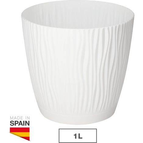 Maceta Oasis con plato integrado Ø130mm Blanco (1/4)