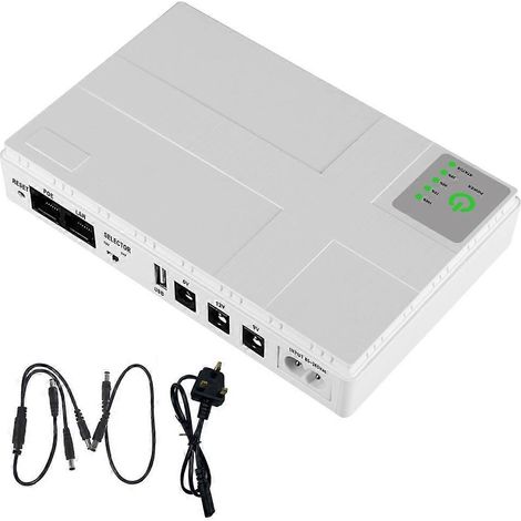 Alimentation de secours UPS 10400mAh pour LED, Enceinte, Routeur WiFi - Batterie Lithium - Blanc (Royaume-Uni) (1/4)