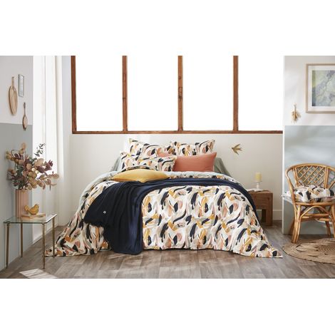 Housse de couette réversible 140 x 200 cm – Double Gaze de coton imprimée – JULIA Eucalyptus