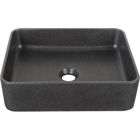 Lavabo da appoggio sabbia rettangolare nero 406x304x101 mm senza piletta (1/4)