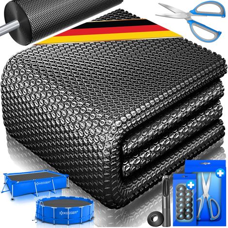 KESSER® Pool-Solarfolie 400 µm, zuschneidbar, mit 12 Ösen - Schwarz, Ø 500 cm (1/5)